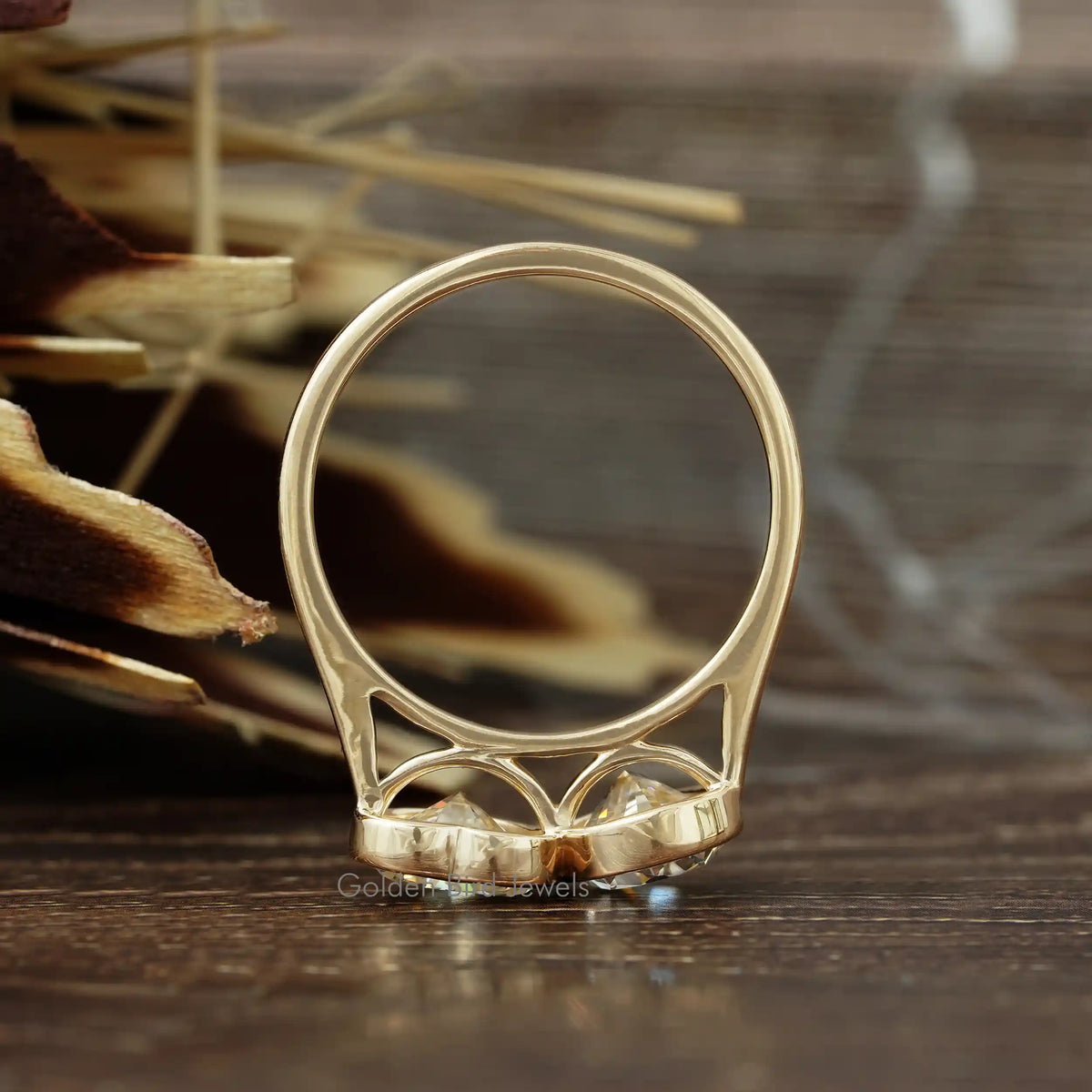 Back View of Oval And Heart Cut Moissanite Ring