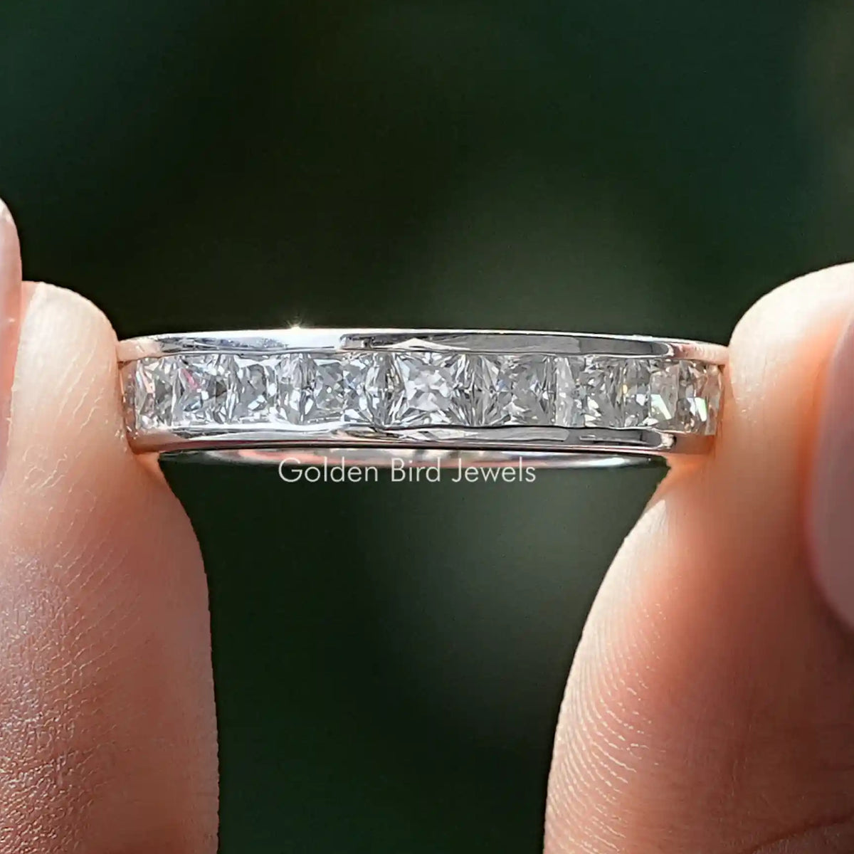 Colorless Princess Moissanite Channel Set Band
