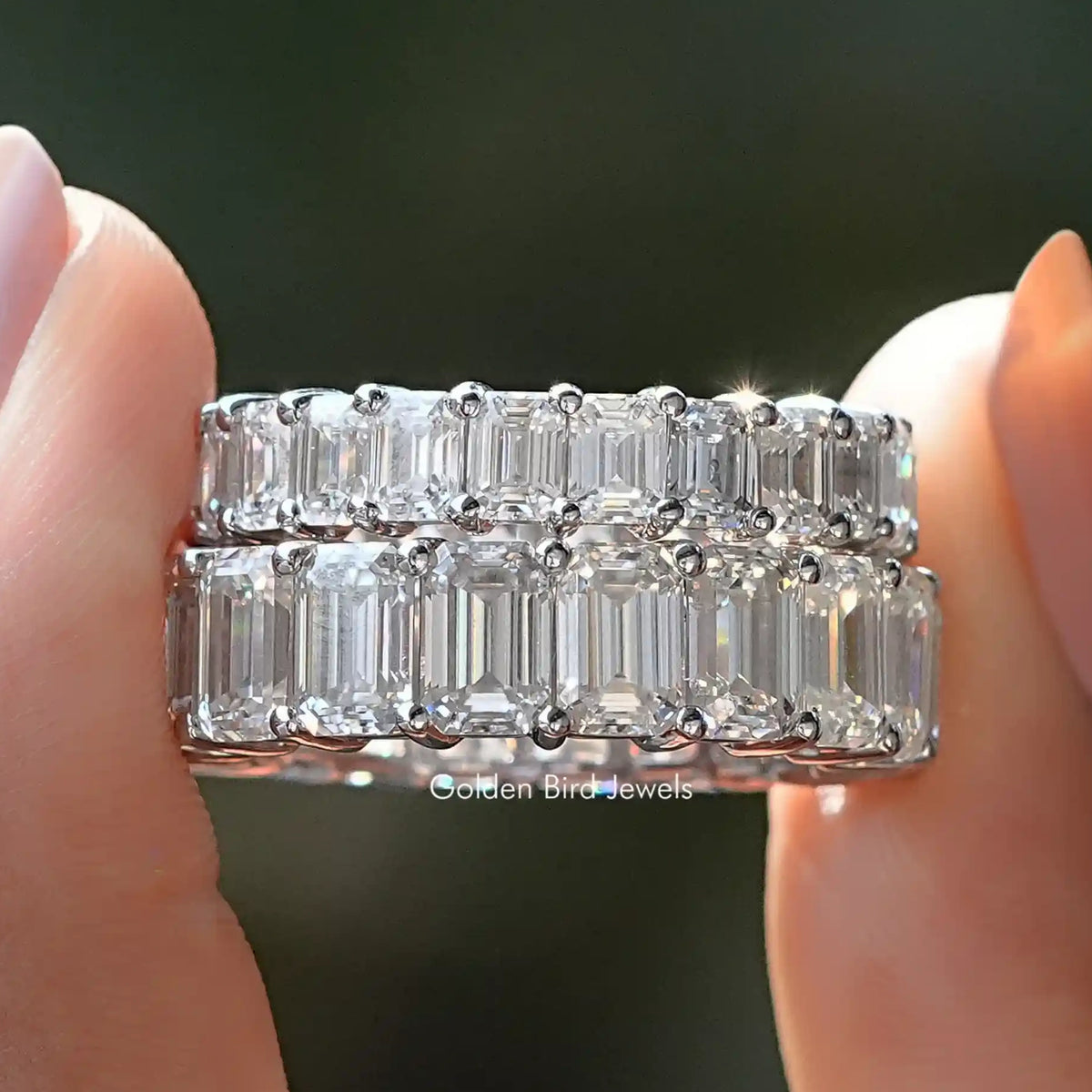 Emerald Cut Moissanite Full Eternity Band