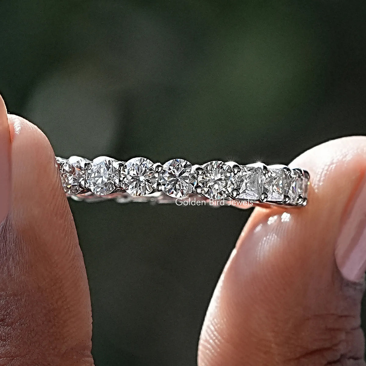 Round And Princess Cut Moissanite Eternity Band