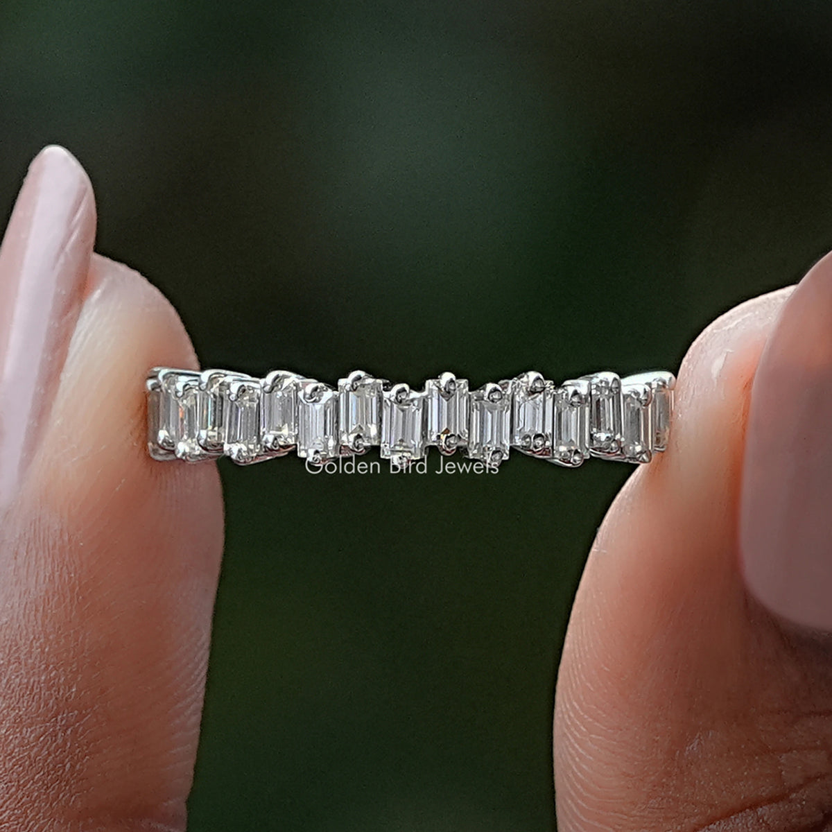 Baguette Moissanite Half Eternity Wedding Band