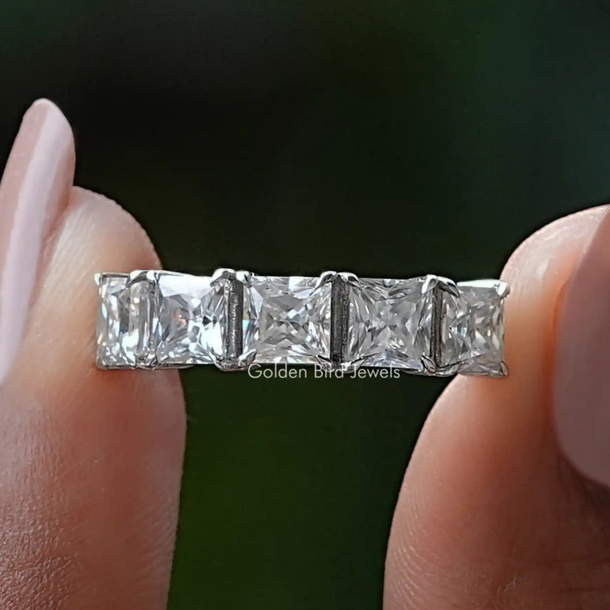 Moissanite Princess Cut Half Eternity Band