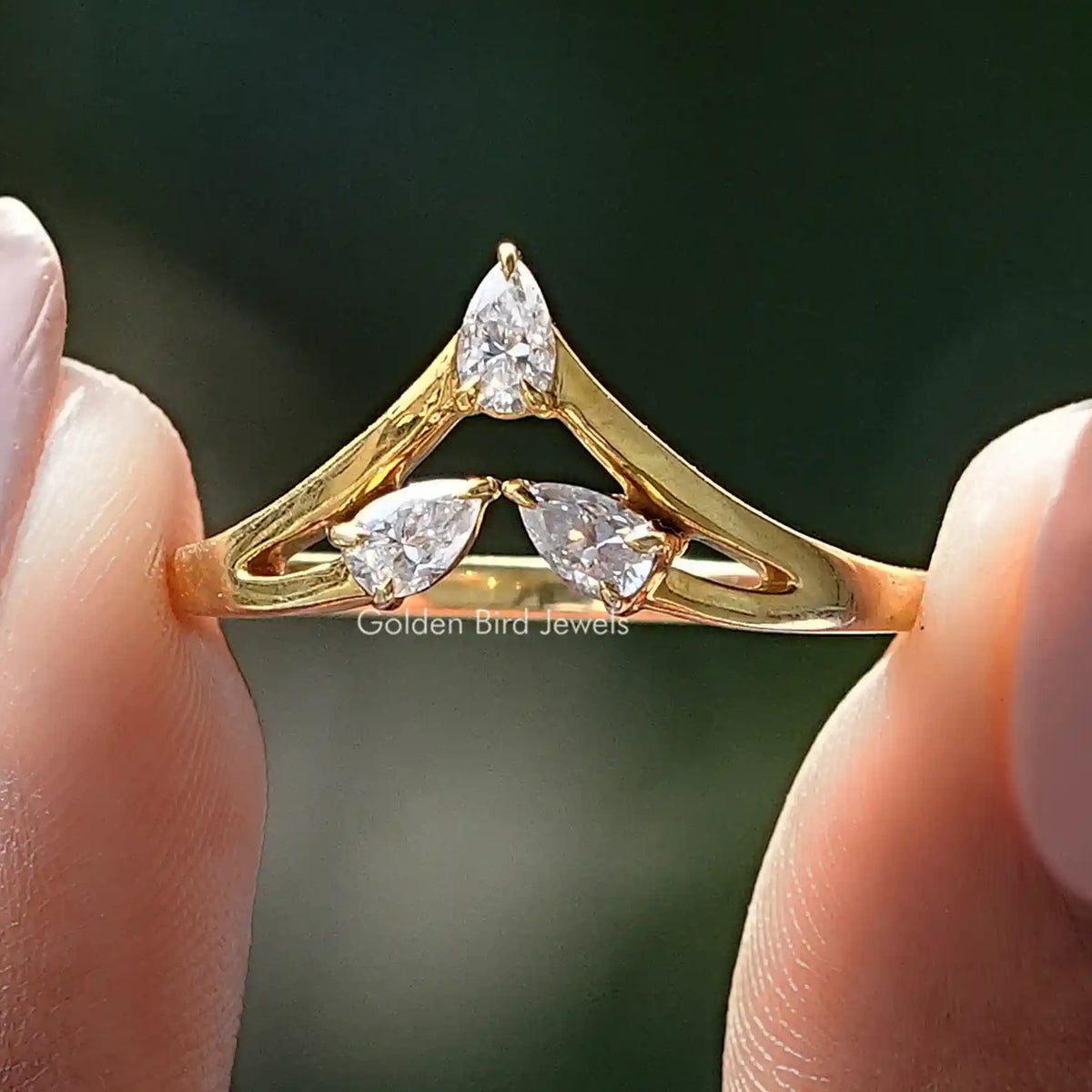 Pear Cut Moissanite Curved Wedding Band