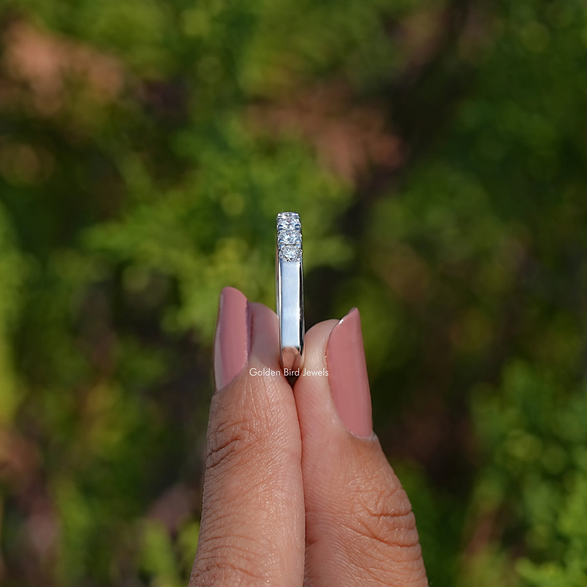 Seven Stone Round Cut Lab Diamond Wedding Band