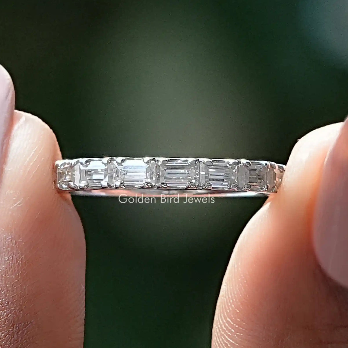 Baguette Moissanite Half Eternity Band