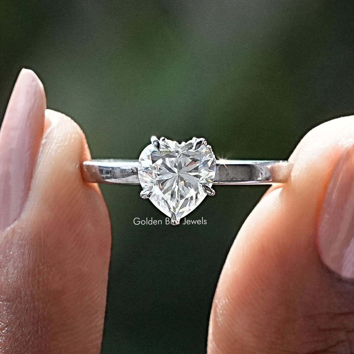 Heart Cut Hidden Halo Moissanite Daily Wear Ring