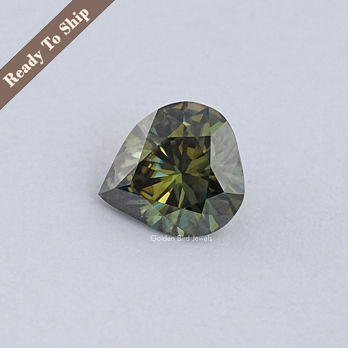 Dark Green Pear Cut Moissanite Loose Stone