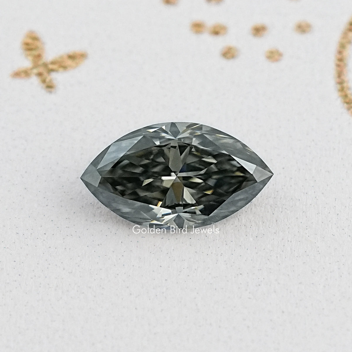 Front View Of Grey Marquise Cut Moissanite Loose stone