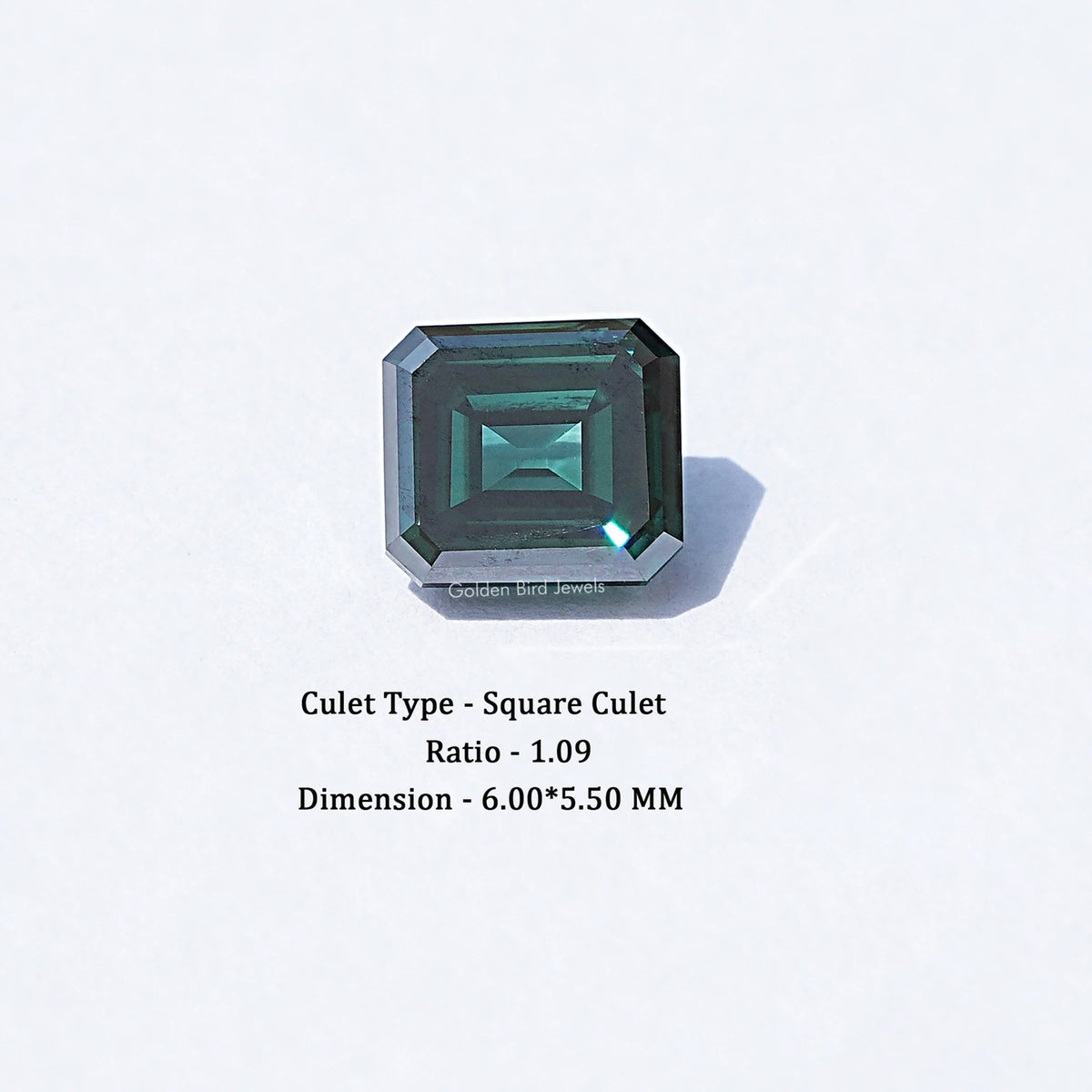 Dark Green Old Mine Asscher Moissanite Loose Stone