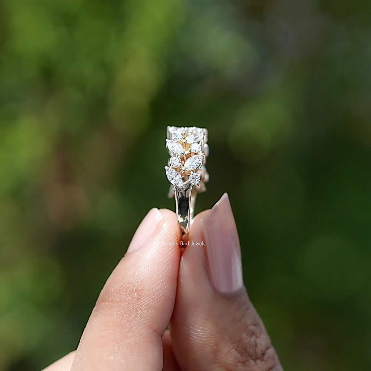 Back View of Marquise and Round Lab Diamond Eternity Ring