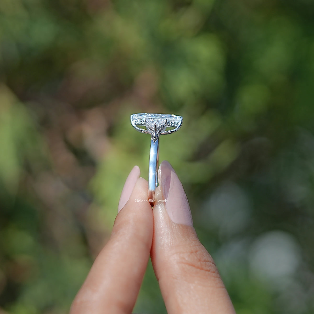 Marquise And Triangle Moissanite Three Stone Ring