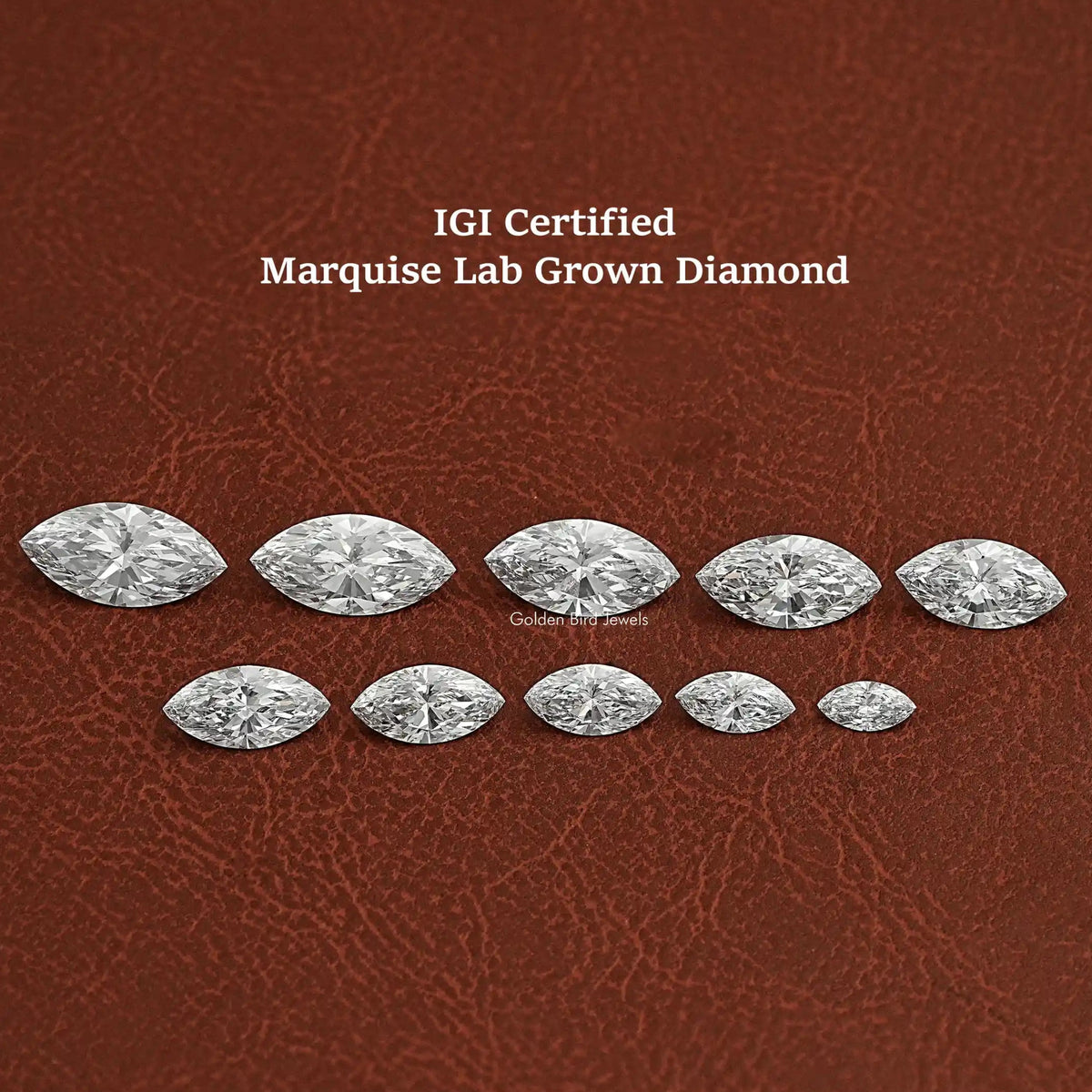 Front View Of Marquise Cut Loose Lab Diamond In White
