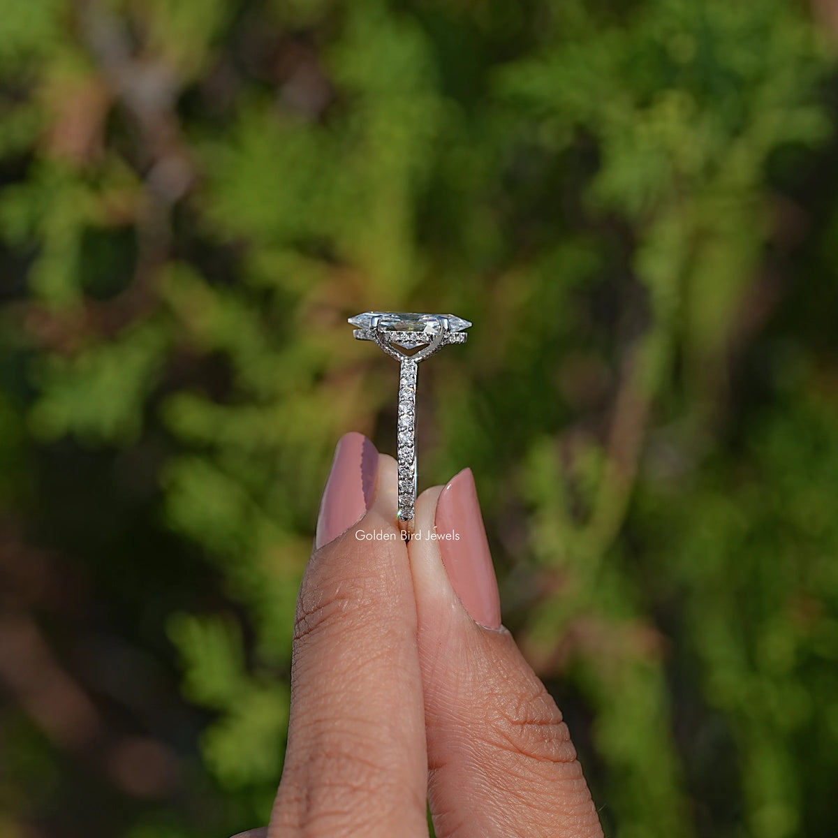 Marquise Cut Lab Diamond Accent Ring