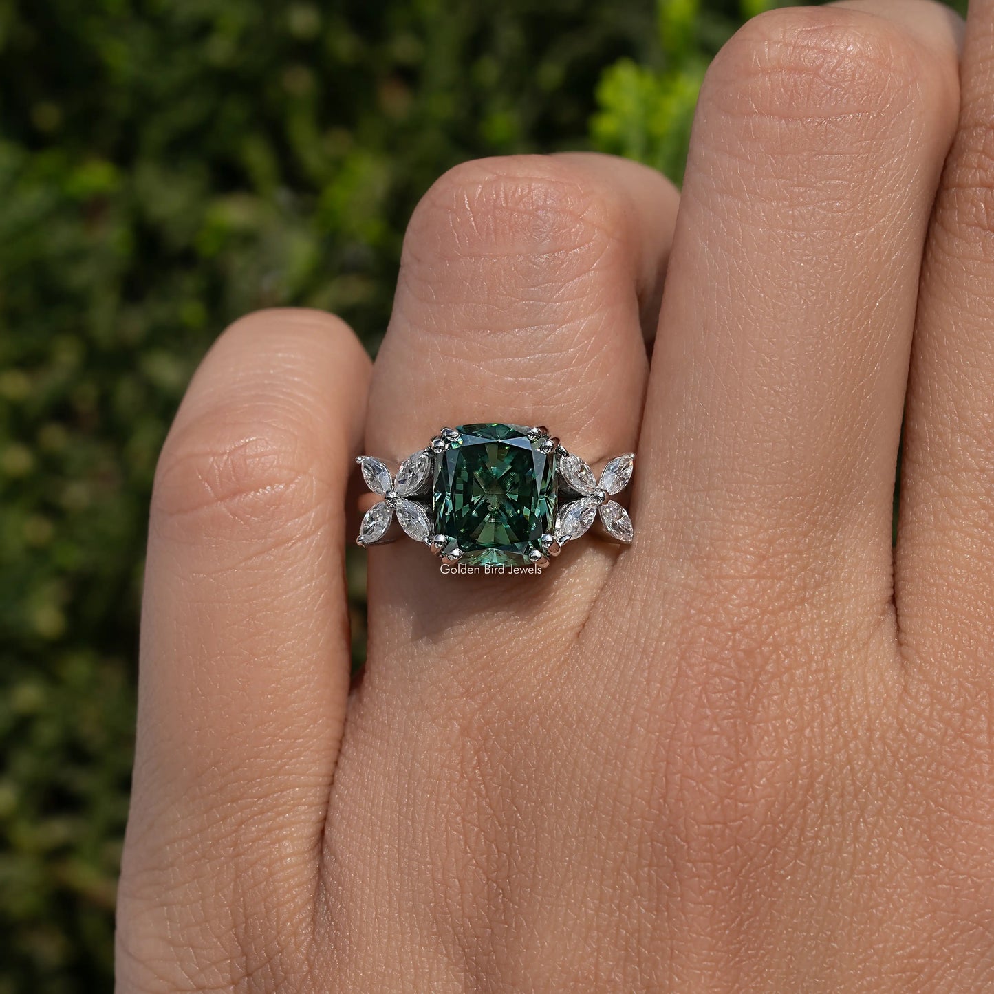 Cushion And Marquise Cut Moissanite Ring