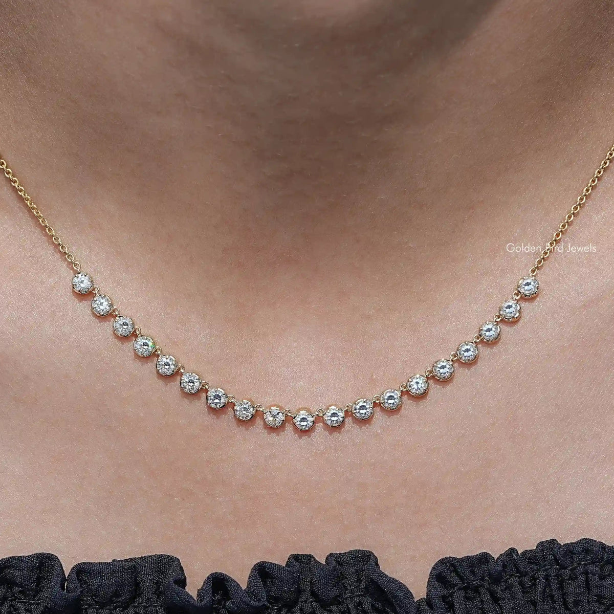 Old European Round Cut Moissanite Necklace