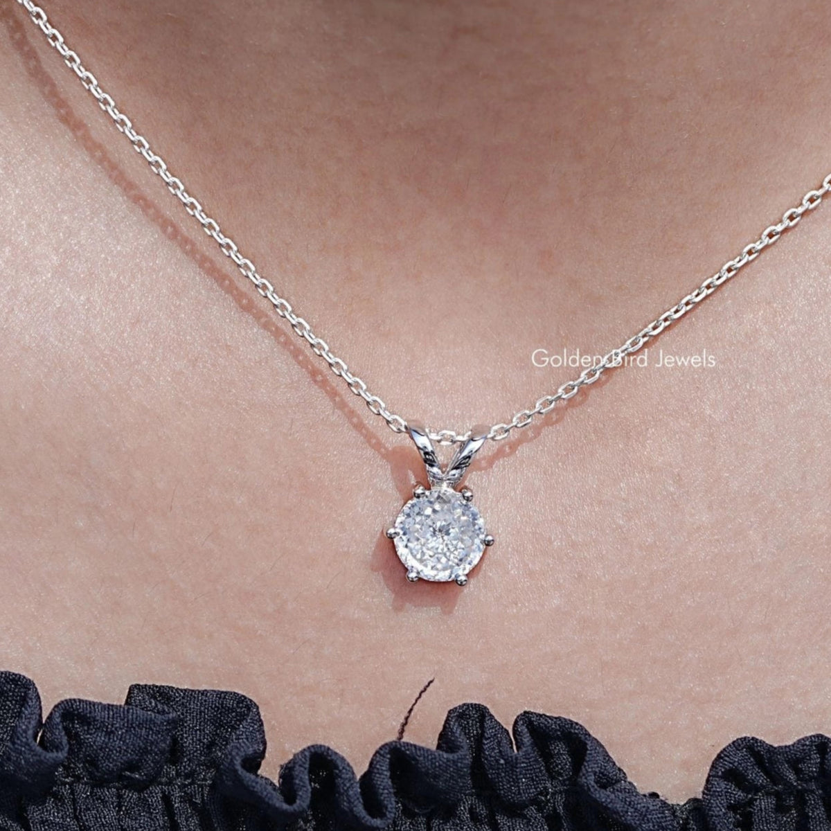 Moissanite Portuguese Cut Customized Pendant For Women