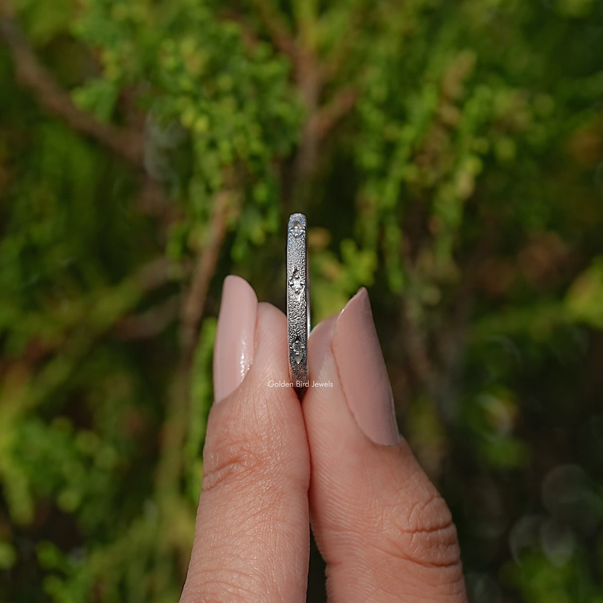 Moissanite Round Shaped Eternity Wedding Band