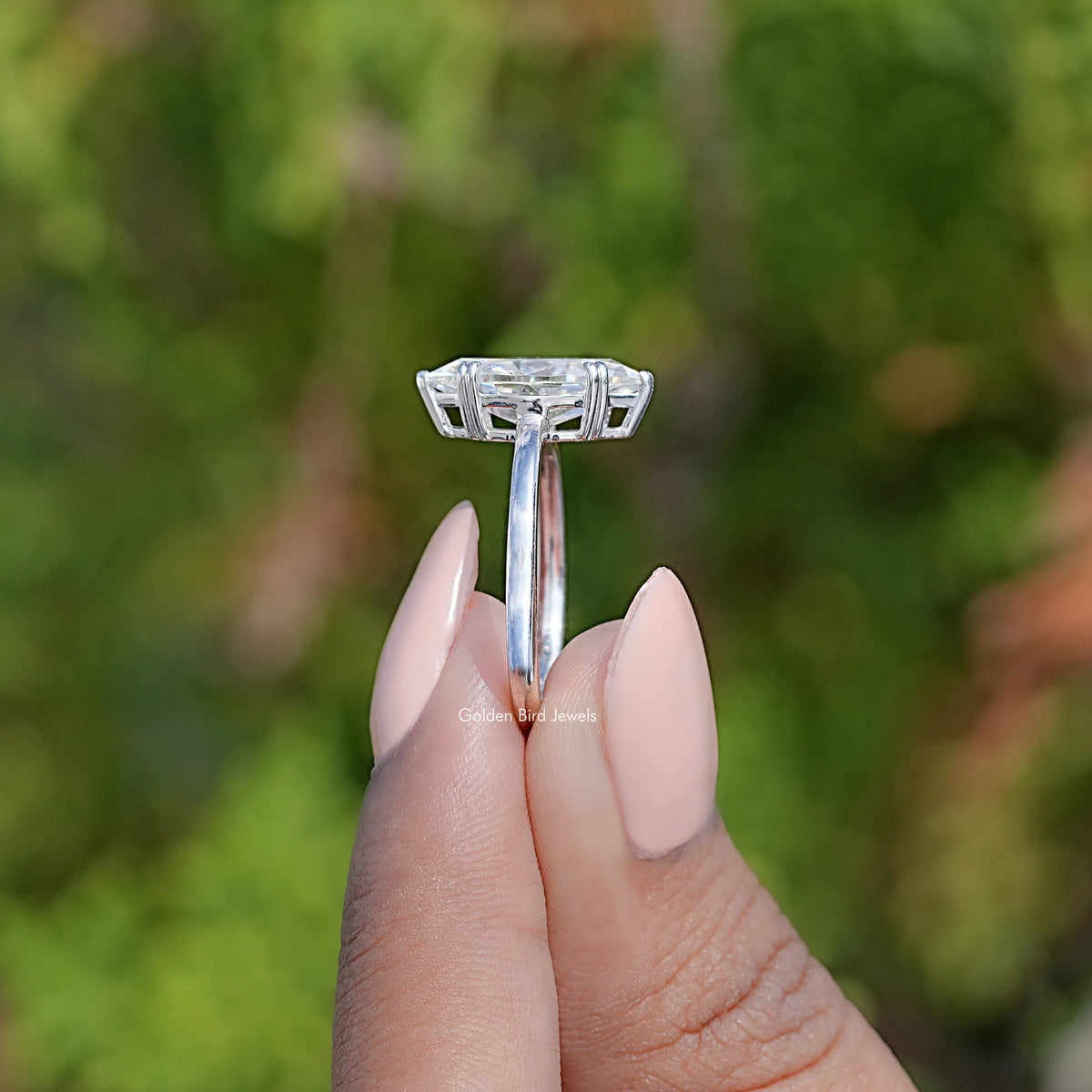 Near Colorless Old Mine Marquise Moissanite Ring