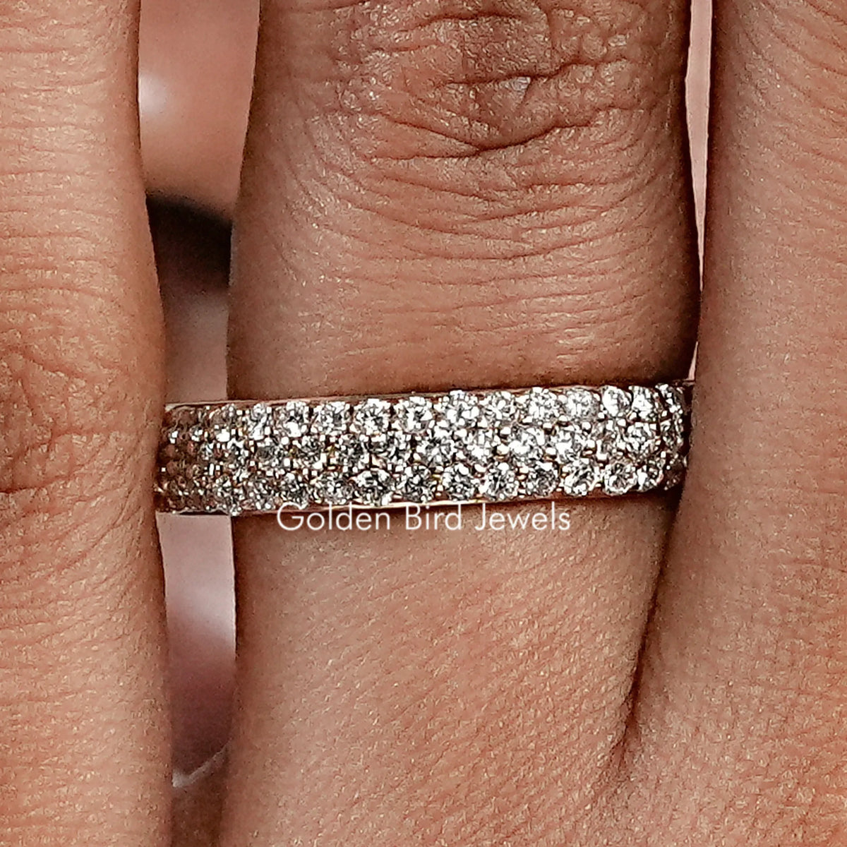 Round Cut Lab Diamond Pave Set Wedding Band