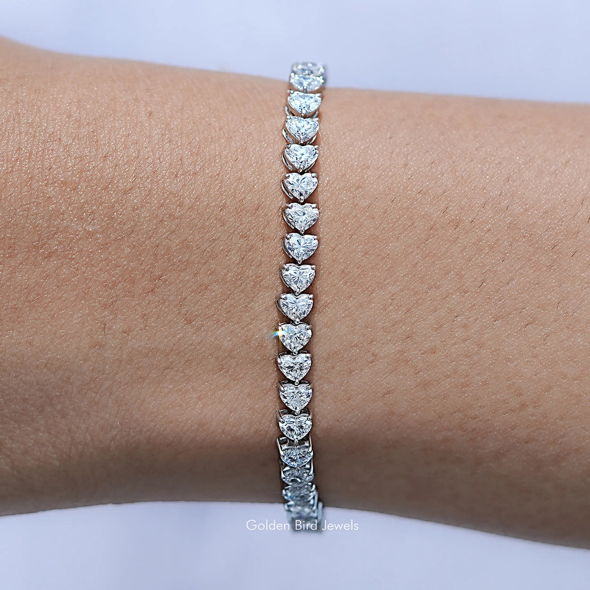 View Of Heart Shaped Lab Diamond Tennis Bracelet