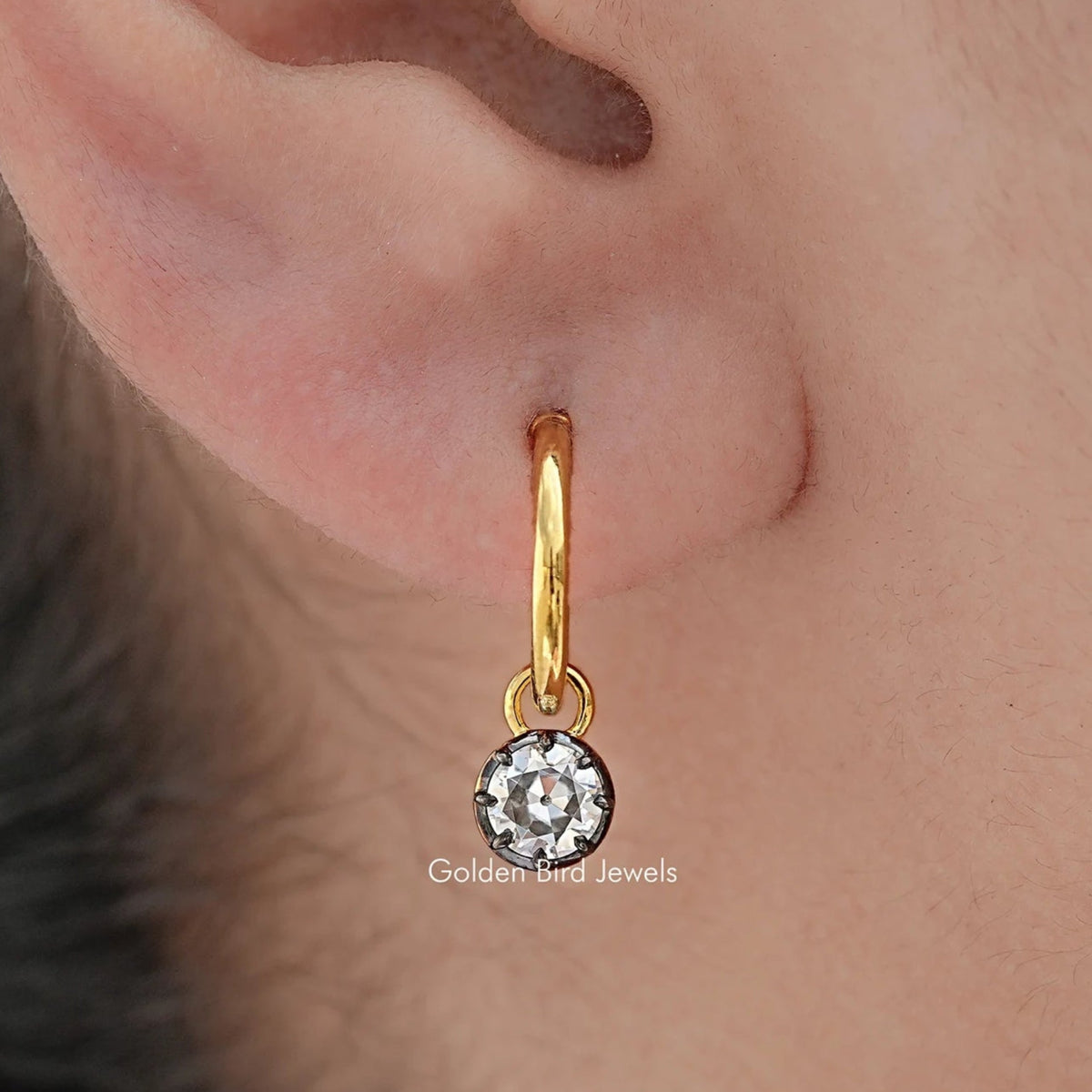 Old European Cut Round Moissanite Dangle Earrings