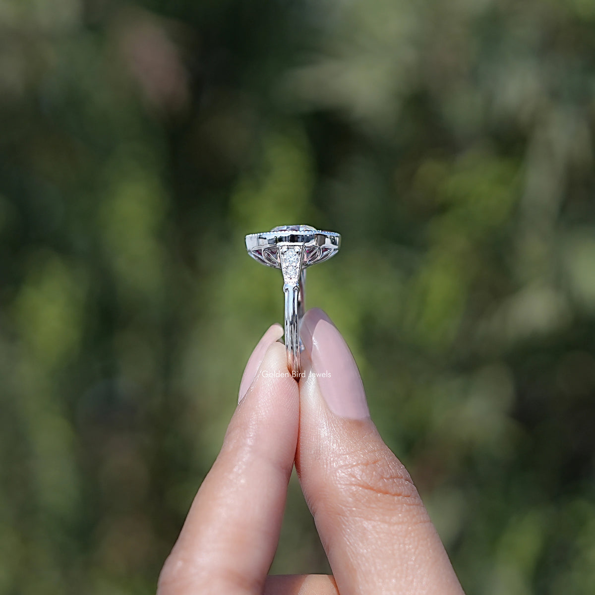 Old European Round Cut Moissanite Halo Ring