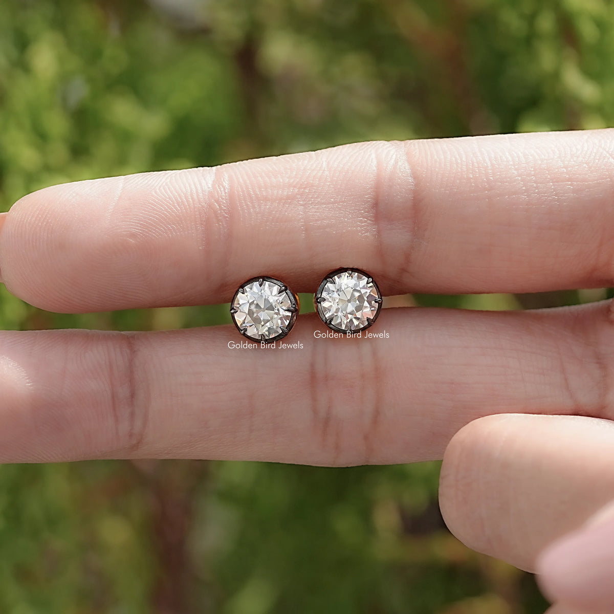 Old European Cut Round Moissanite Studs