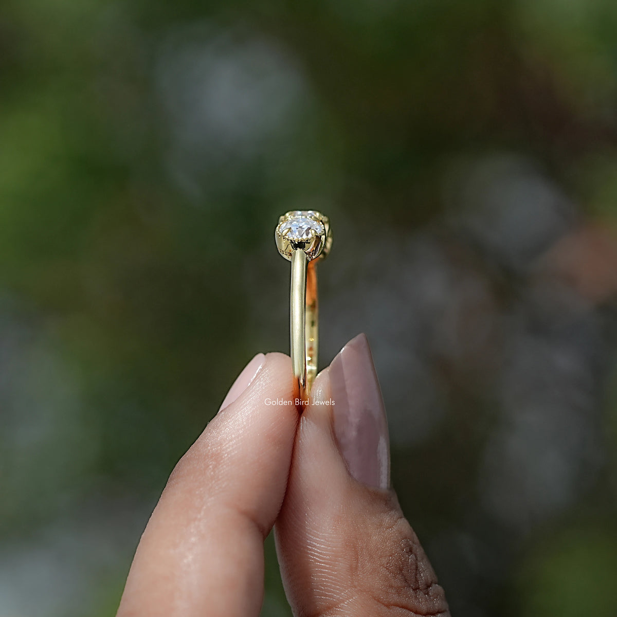 Side View of European Cut Moissanite Solitaire Ring