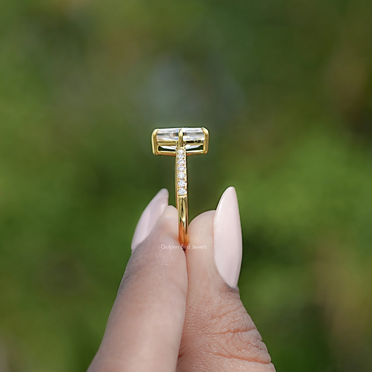 Old Mine Lozenge Cut Moissanite Engagement Ring