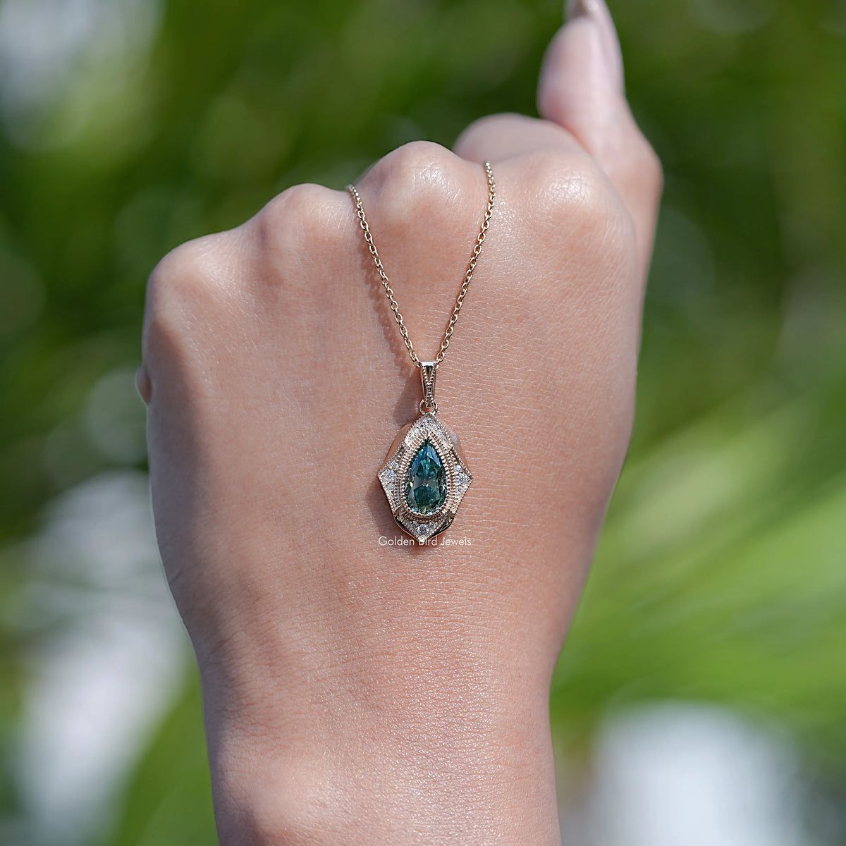 Moissanite Old Mine Pear Cut Designer Pendant