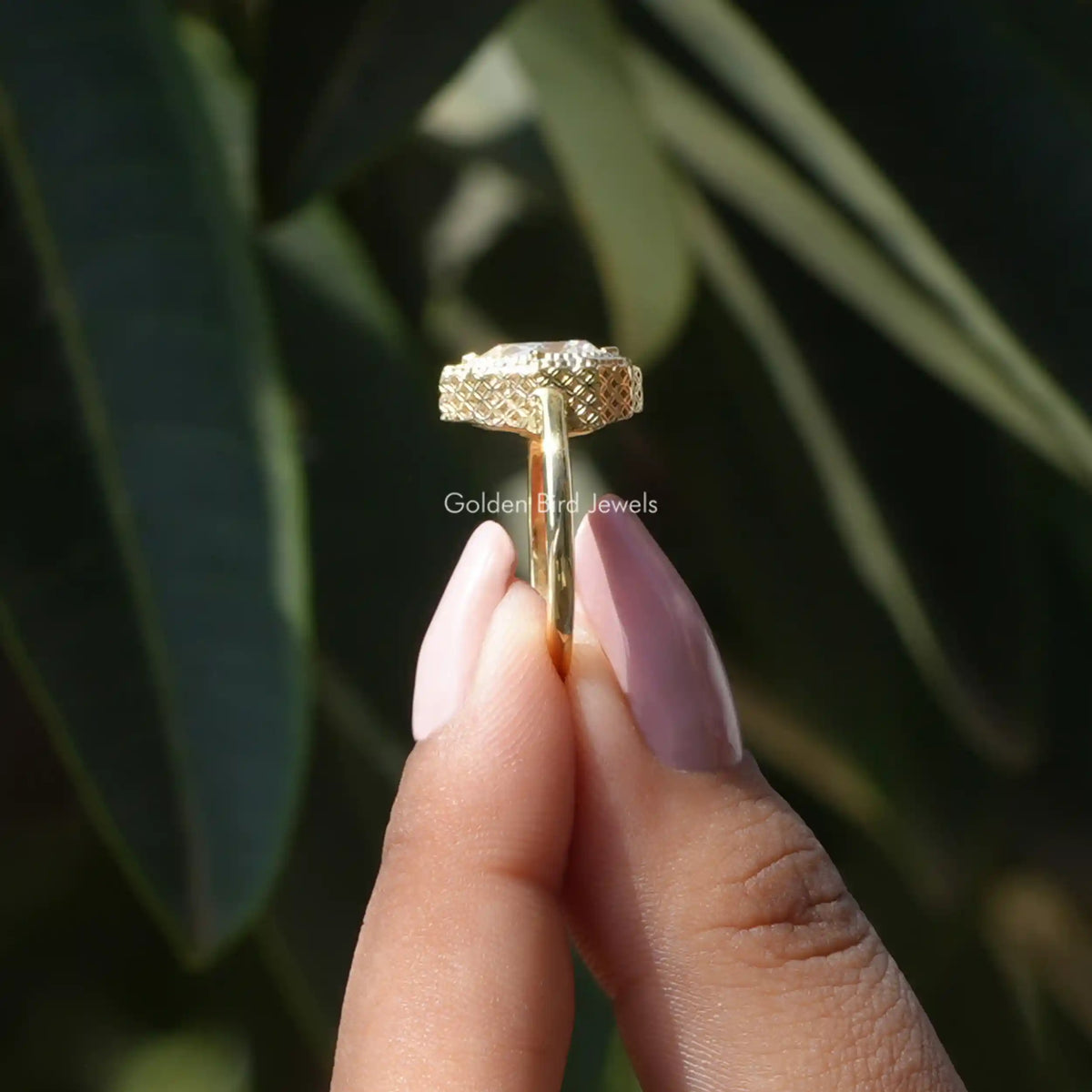 Old Mine Pear Shaped Moissanite Solitaire Ring