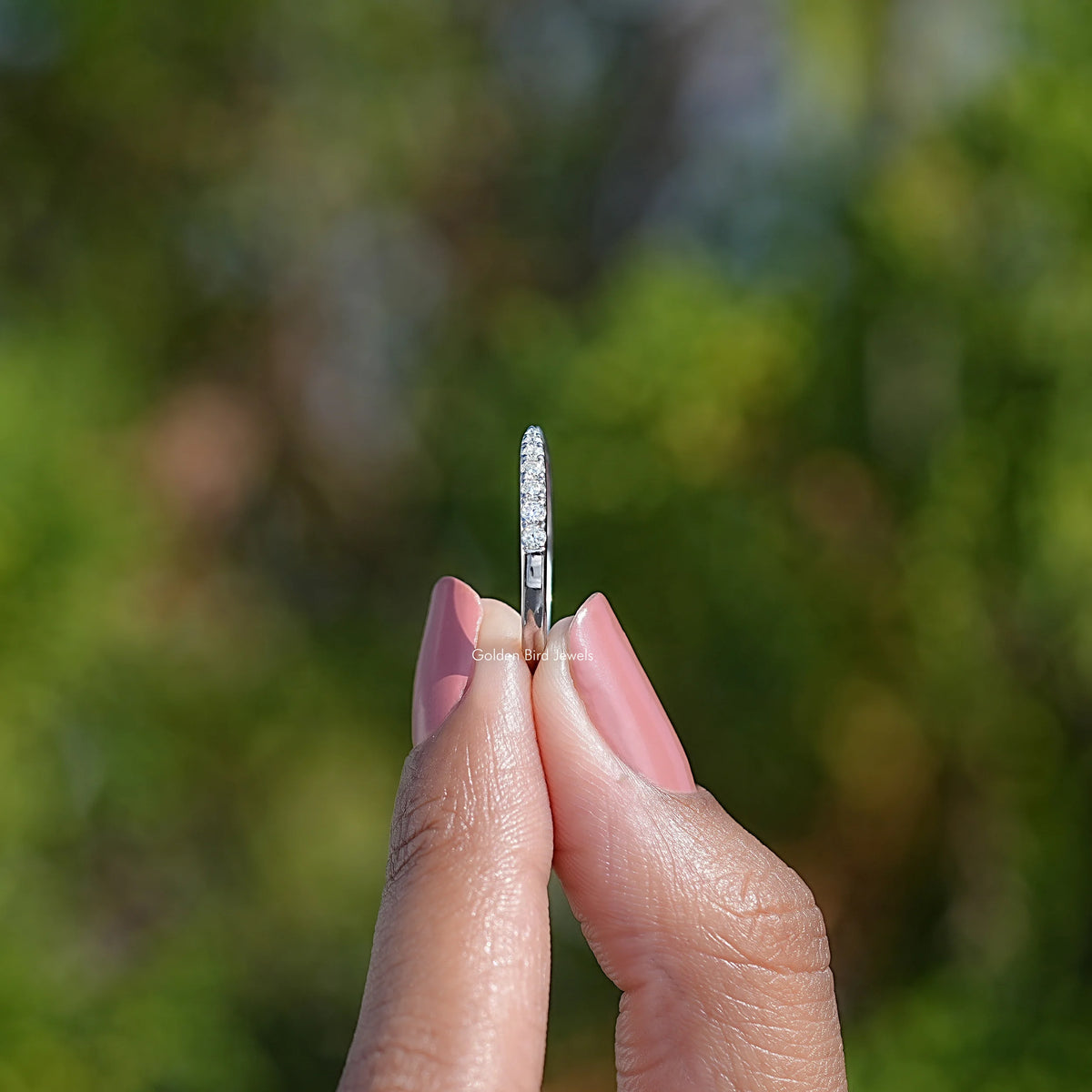 Open Cuff Round Moissanite Dainty Wedding Band