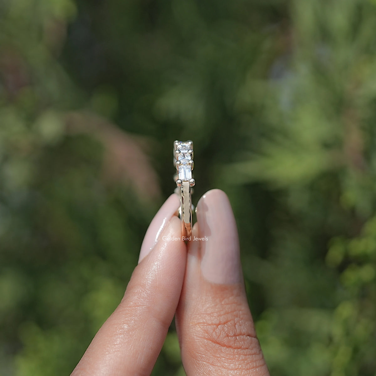 East West Oval And Baguette Lab Diamond Band