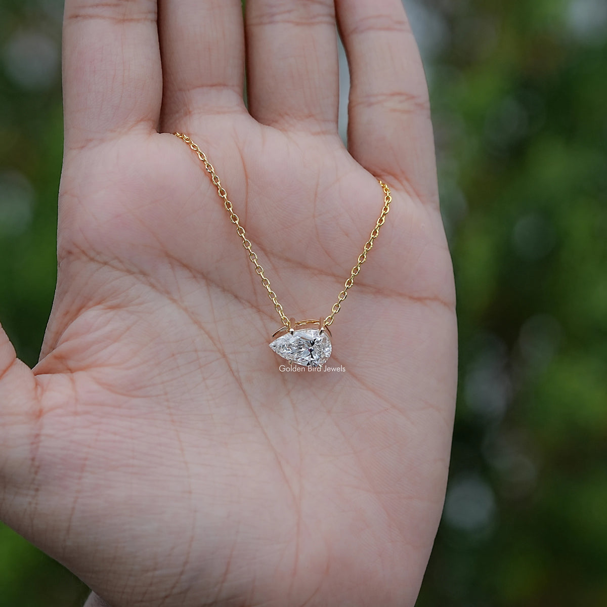 Front View of Pear Shaped Lab Diamond Pendant