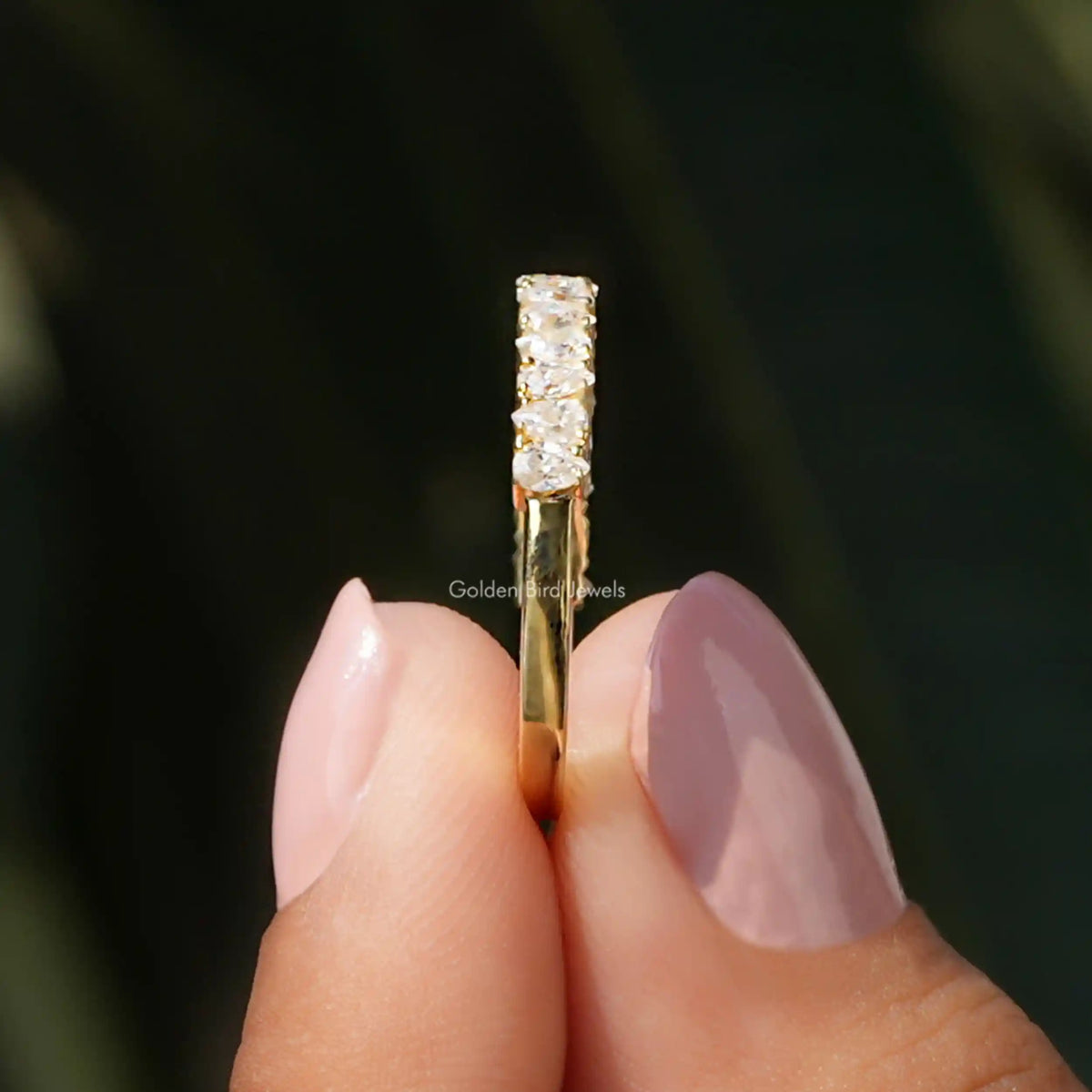 Pear Shaped Moissanite Half Eternity Stacking Band