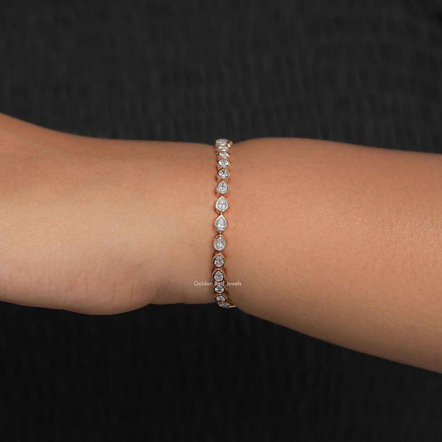 Top View Of Pear Diamond Tennis Bracelet