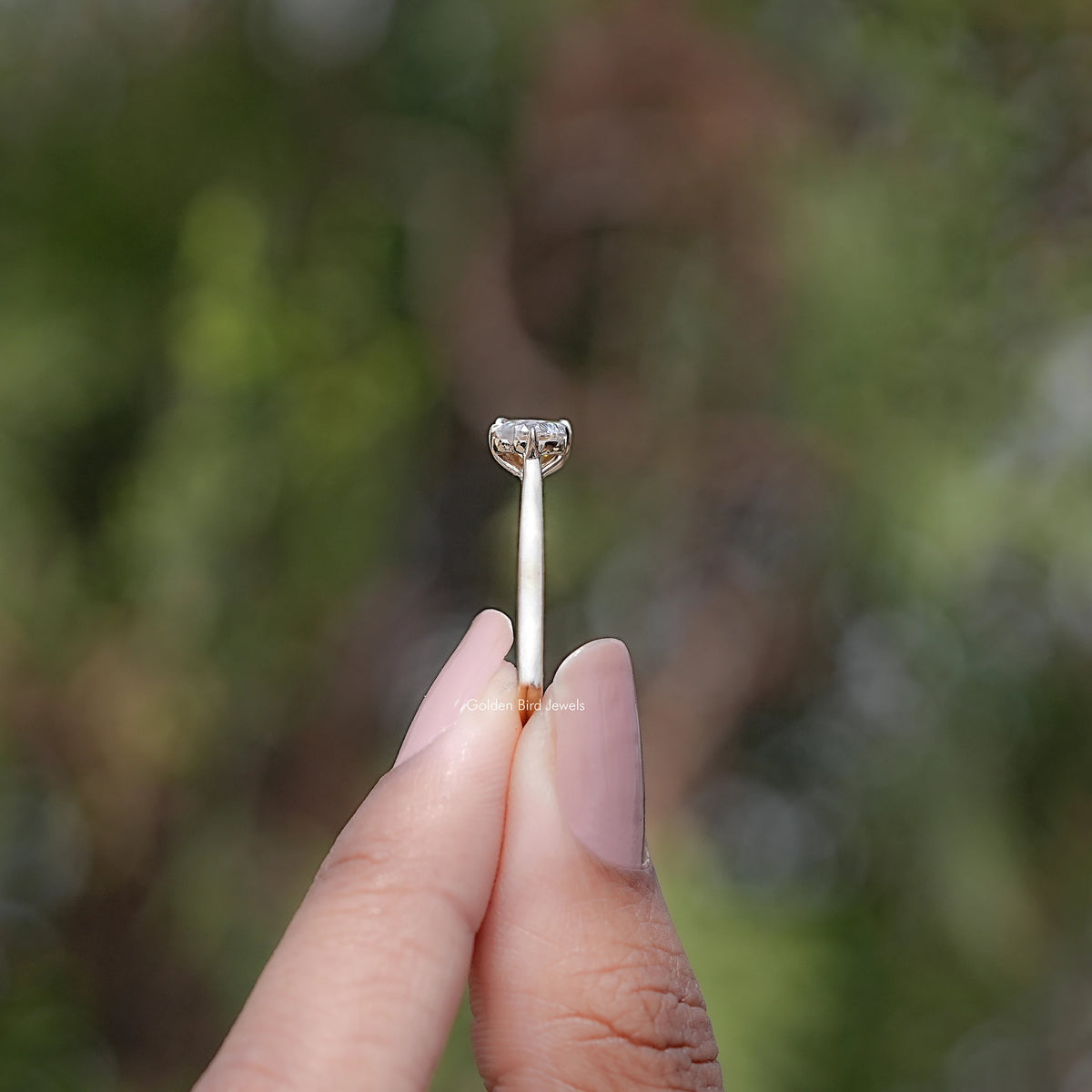 Side View of Radiant And Heart Cut Moissanite Two Stone Ring