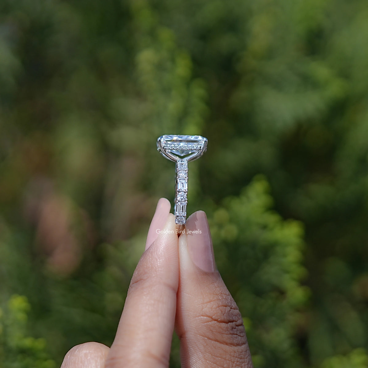 Radiant Cut Lab Diamond Accent Set Ring