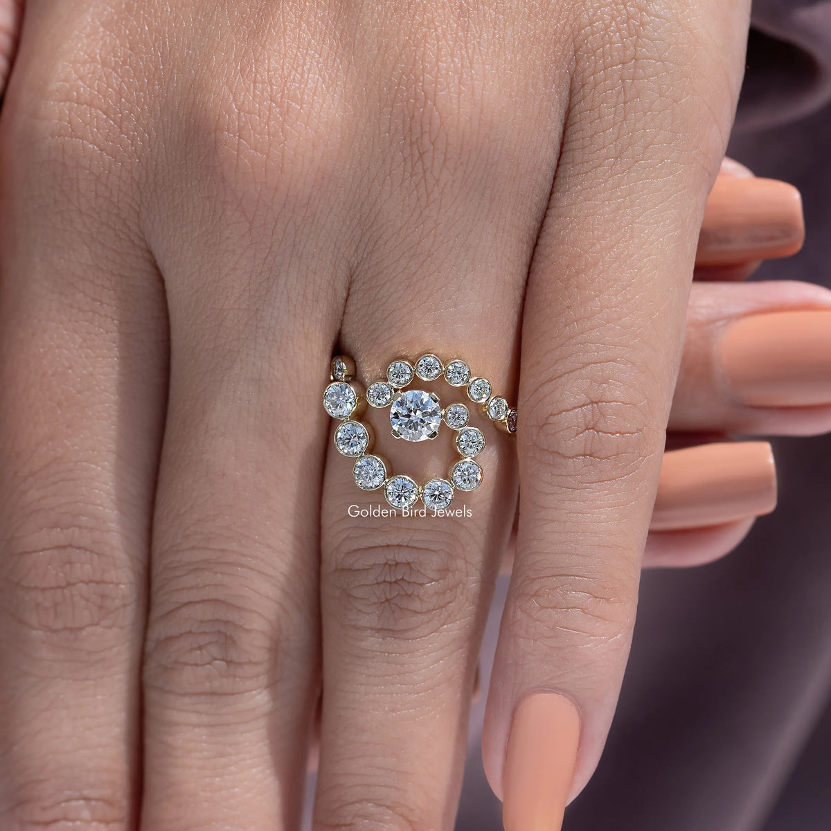 Round Cut Moissanite Spiral Engagement Ring