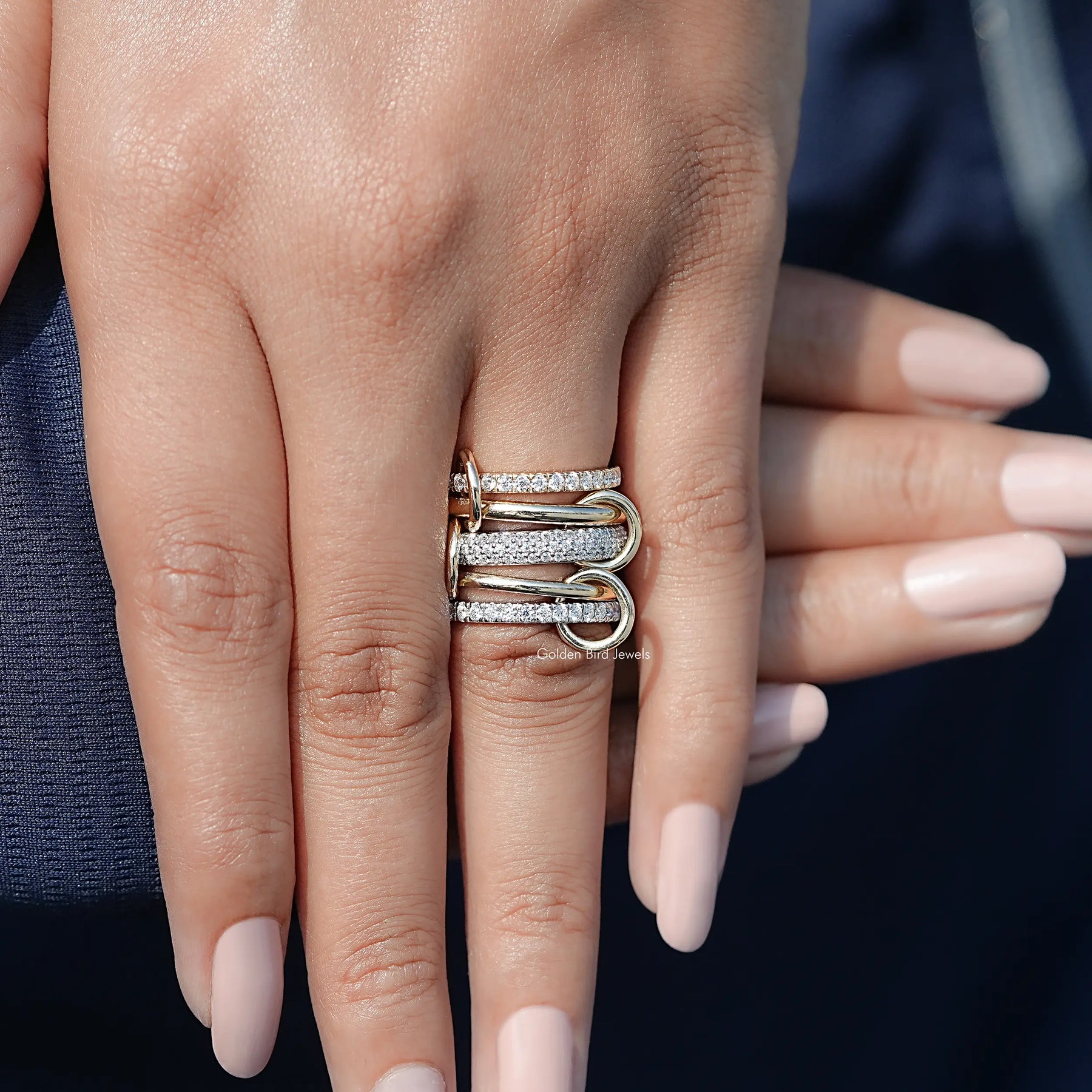 View of Round Cut Lab Diamond Halo Ring in prongs setting