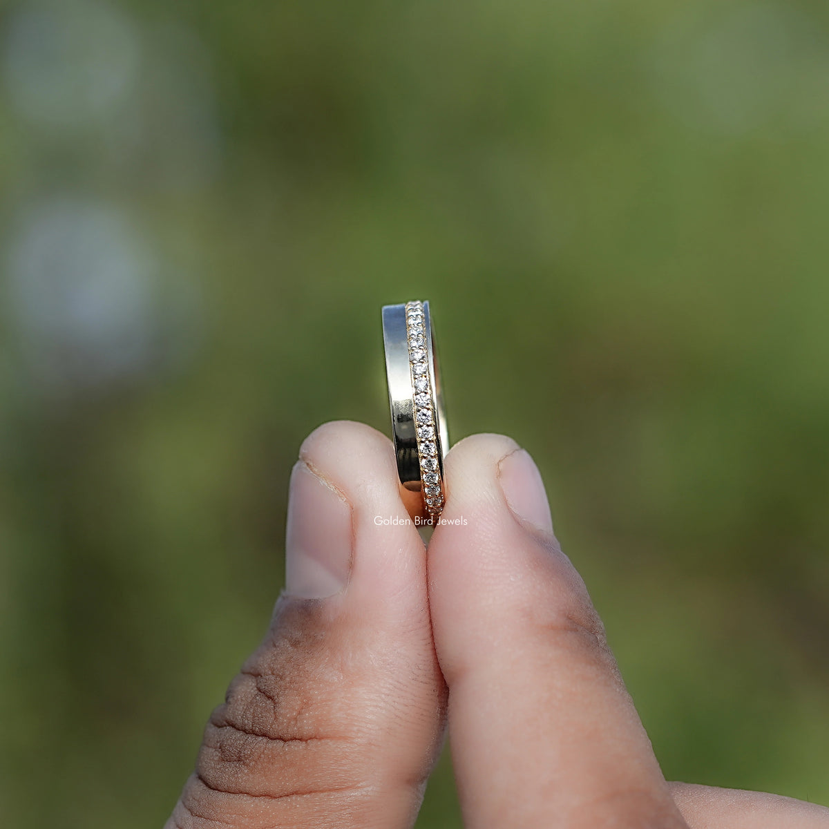 Side View of Round Diamond Full Eternity Bridal Band
