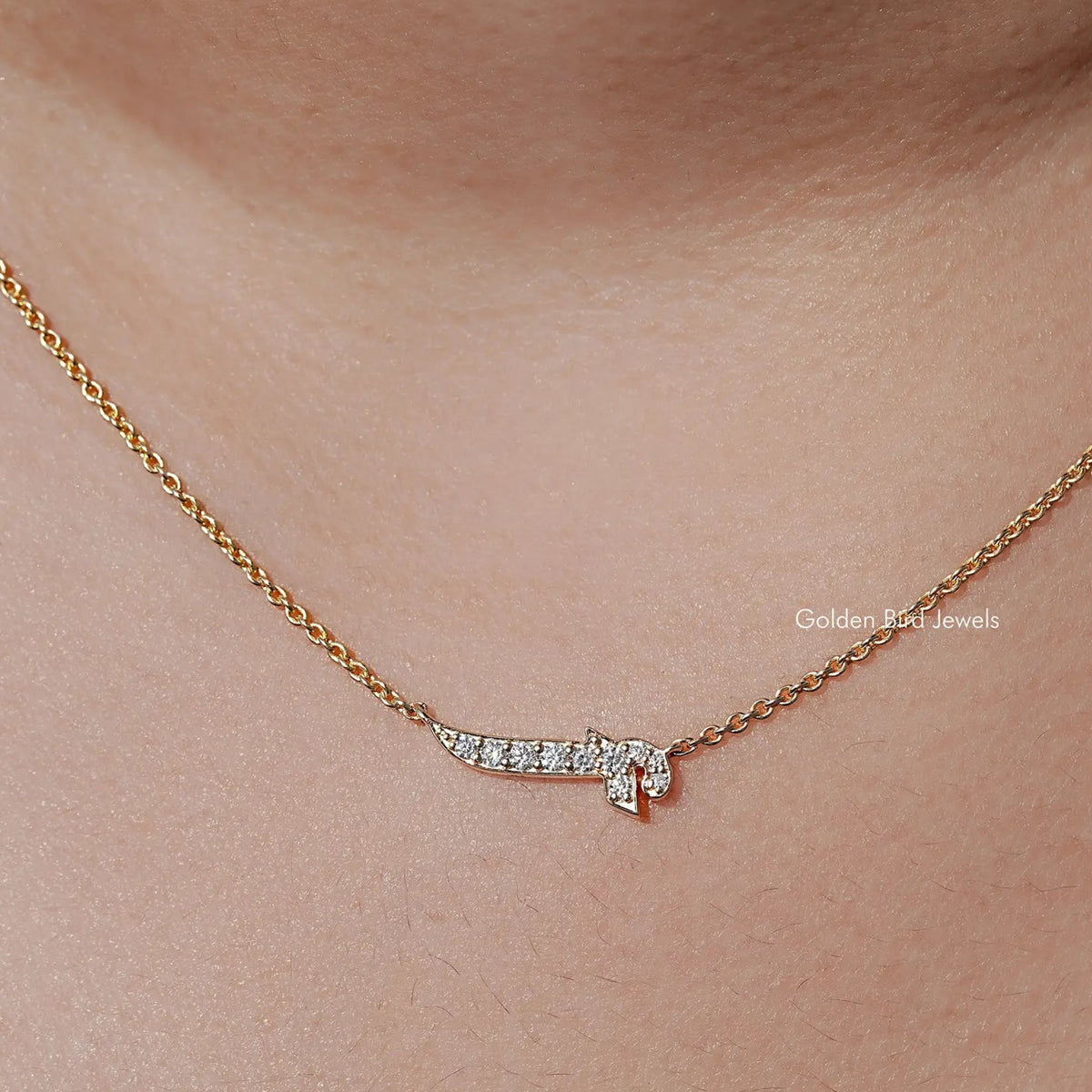 Round Cut Moissanite F Initial Letter Pendant