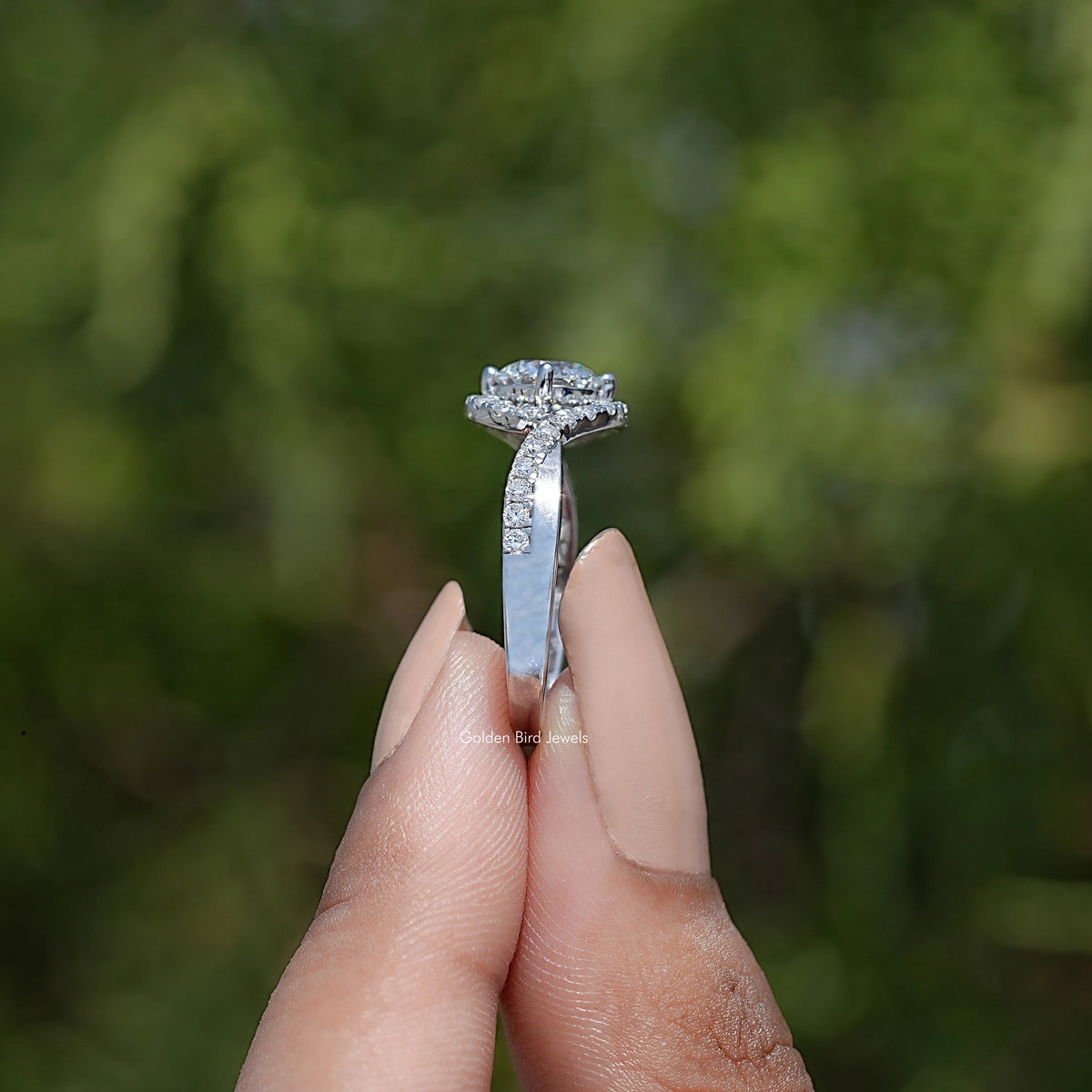 Side View of Round Shape Lab Diamond Bypass Ring