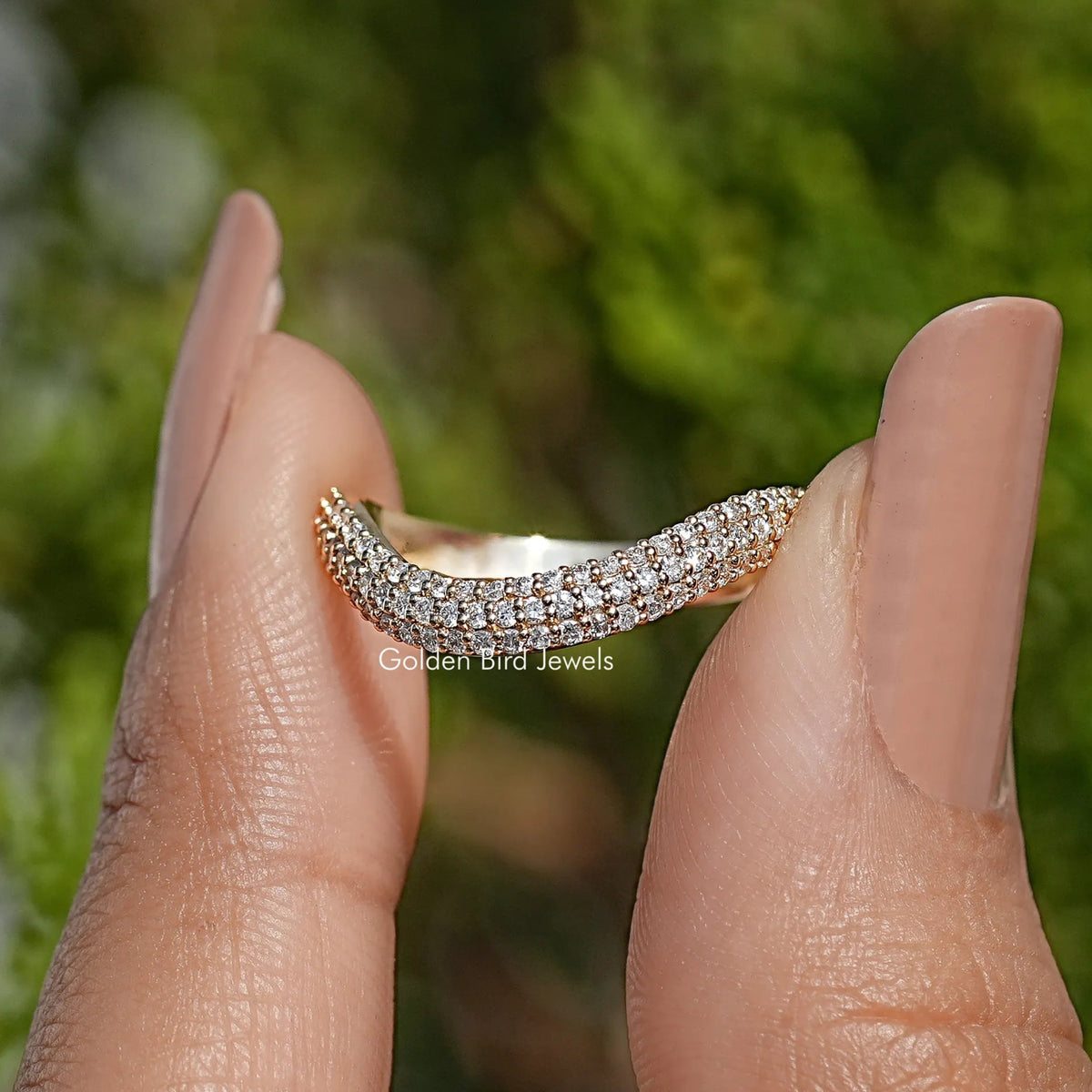 Round Lab Diamond Pave Set Wedding Band