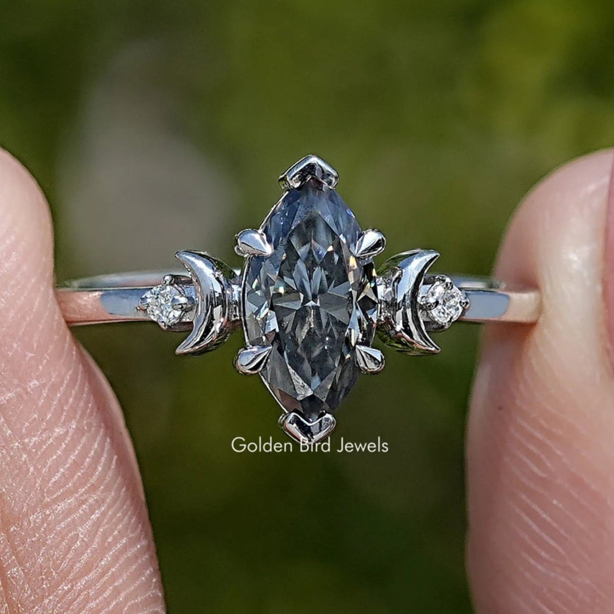 Three Stone Marquise Cut Moissanite Ring