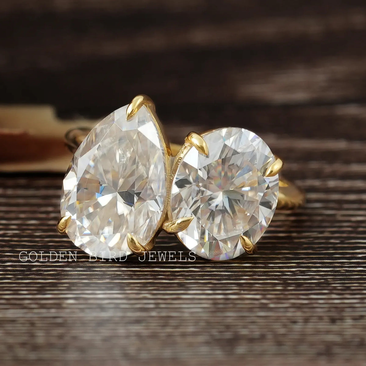 Pear And Oval Cut Moissanite You And Me Ring For Her