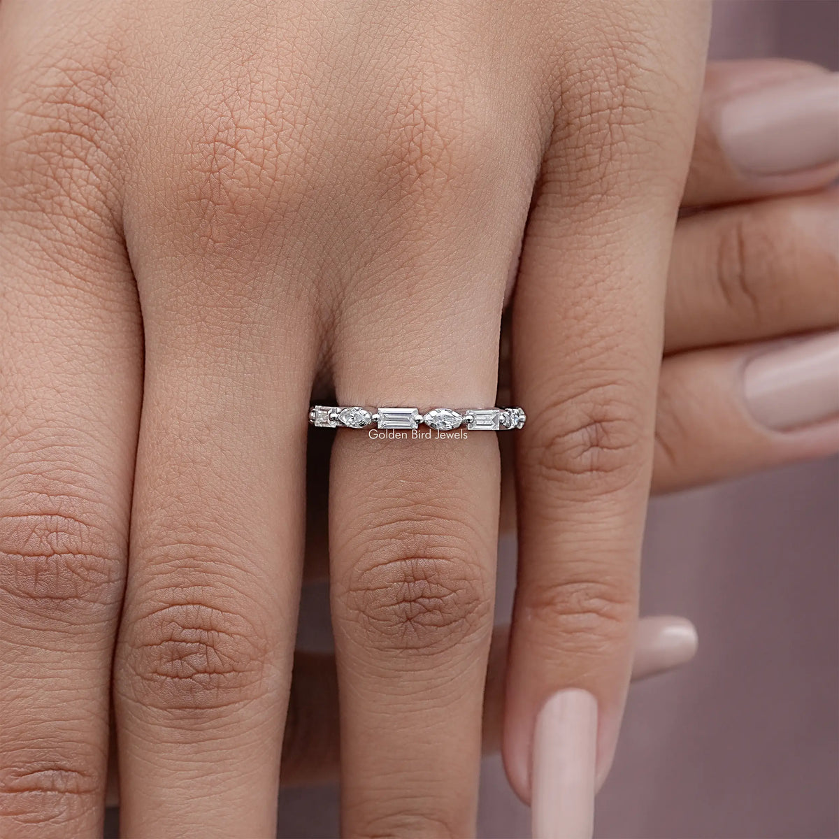 Marquise Moissanite Full Eternity Wedding Band