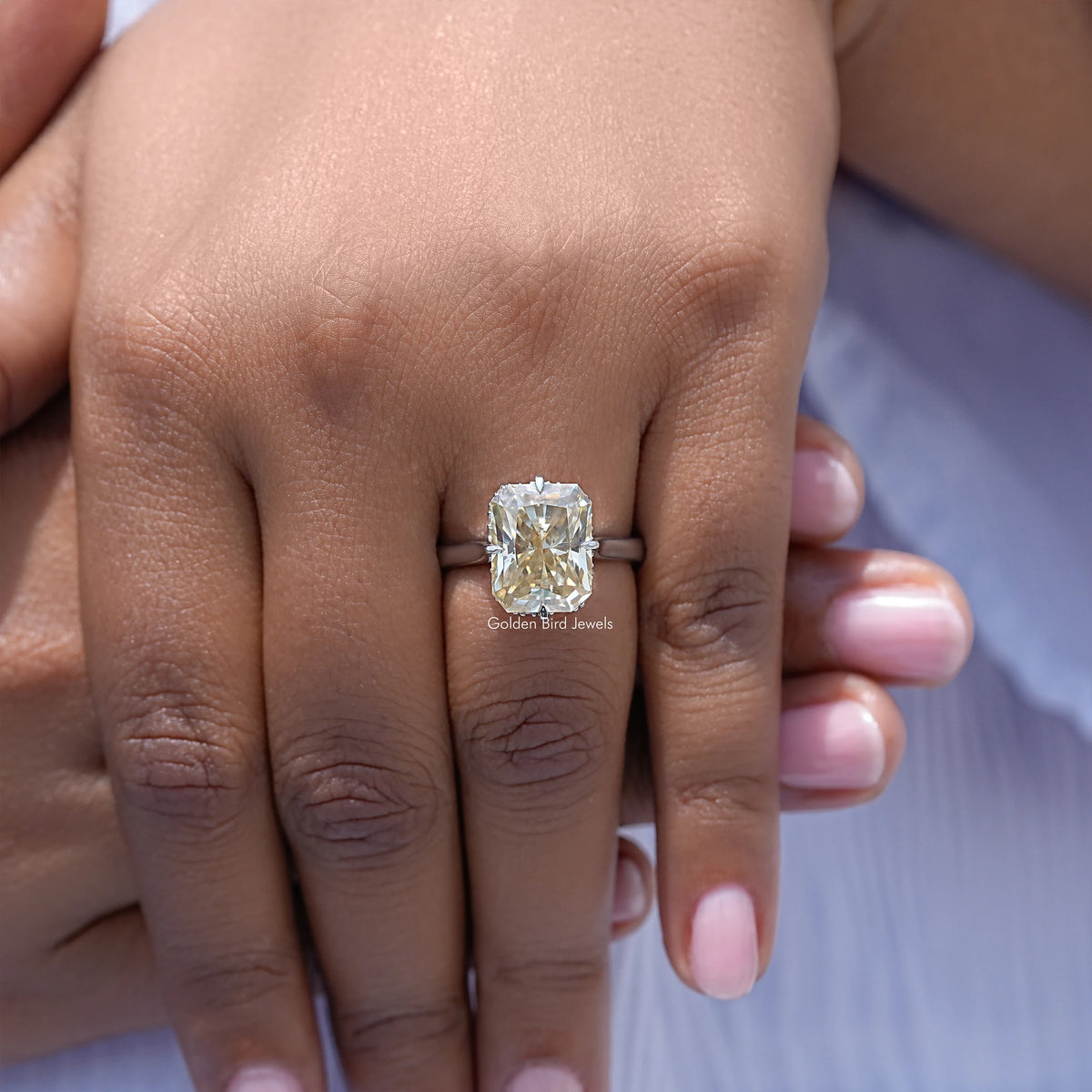 Yellow Radiant Cut Moissanite Engagement Ring