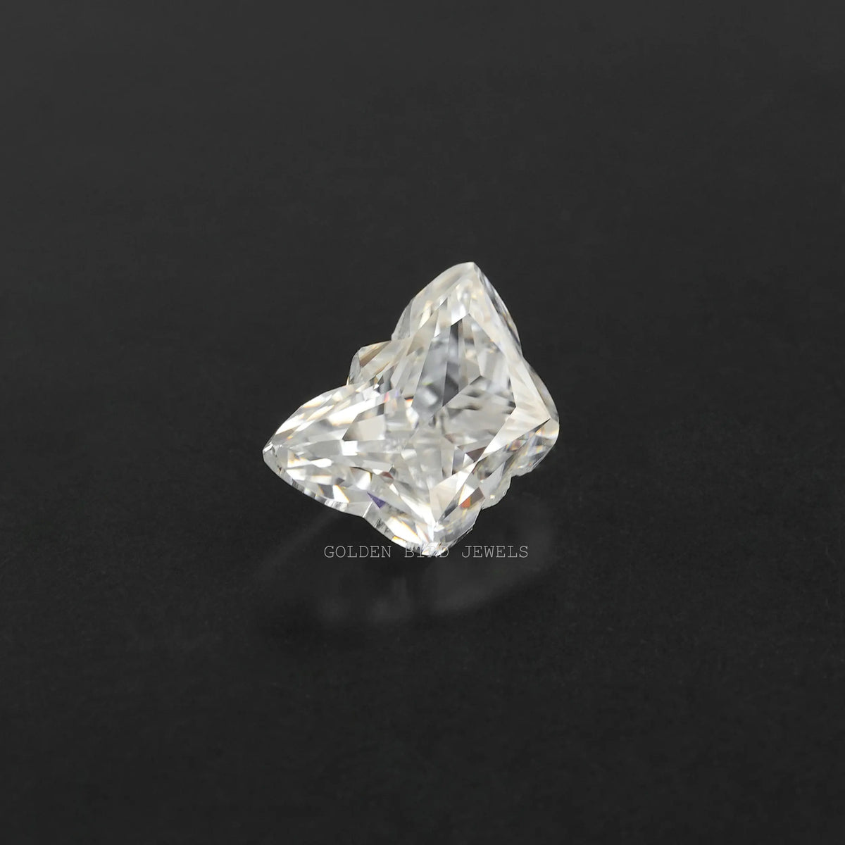 Close-Up View of Moissanite Butterfly Cut Loose Stone In White