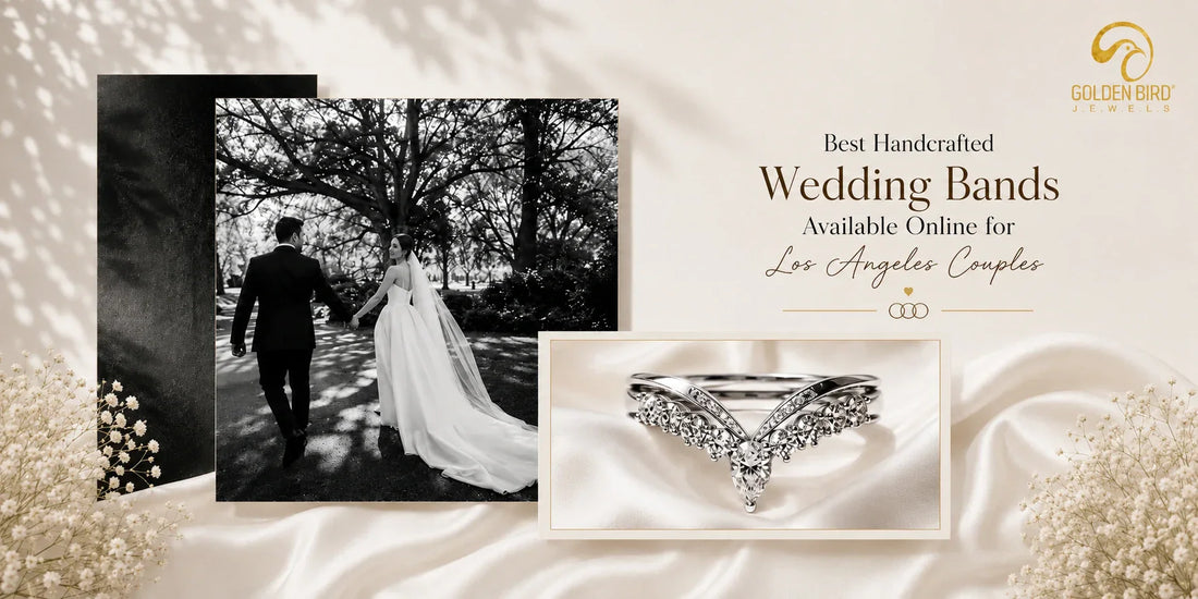 Luxury handcrafted wedding band set with diamond accents designed for modern couples seeking unique bridal jewelry
